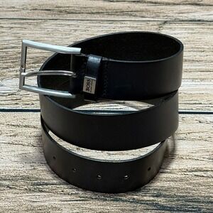Hugo Boss Belt Men Size 34 Black Leather Sonio Handmade Italy 50386210
